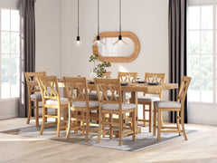 Havonplane Brown Counter Height Dining Table and 8 Barstools - Ornate Home