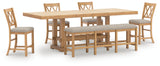 Havonplane Brown Counter Height Extension Dining Table 4 Barstools and Bench (Online Special Price) - Ornate Home