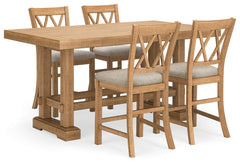 Havonplane Brown Counter Height Extension Dining Table and 4 Barstools - Ornate Home