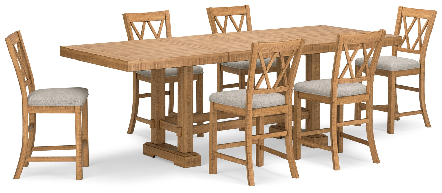 Havonplane Brown Counter Height Extension Dining Table and 6 Barstools (Online Special Price) - Ornate Home