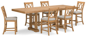 Havonplane Brown Counter Height Extension Dining Table and 6 Barstools (Online Special Price) - Ornate Home