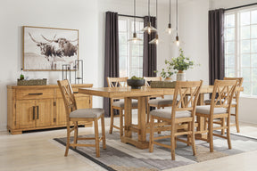 Havonplane Brown Counter Height Extension Dining Table and 6 Barstools - Ornate Home