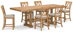 Havonplane Brown Counter Height Extension Dining Table and 6 Barstools - Ornate Home