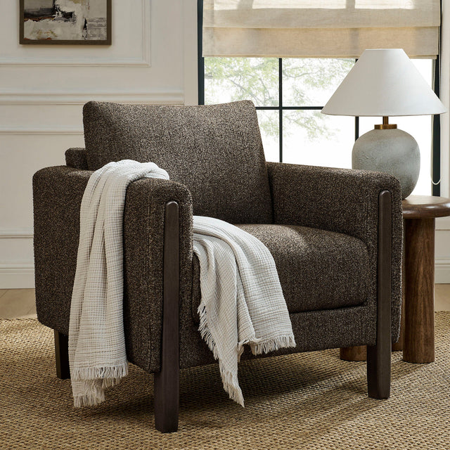 Hawken Antique/Espresso Boucle Fabric Accent Armchair - Ornate Home