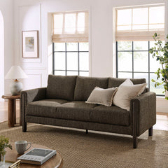 Hawken Antique/Espresso Boucle Fabric Sofa - Ornate Home