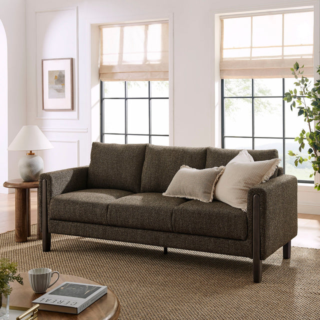 Hawken Antique/Espresso Boucle Fabric Sofa - Ornate Home