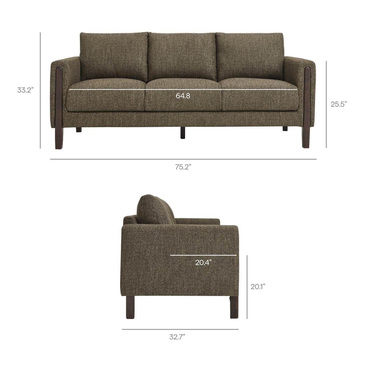 Hawken Antique/Espresso Boucle Fabric Sofa - Ornate Home