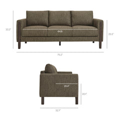 Hawken Antique/Espresso Boucle Fabric Sofa - Ornate Home