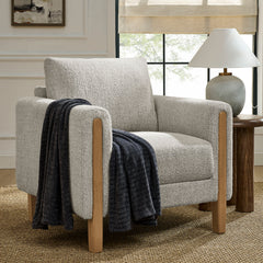 Hawken Parchment Beech Boucle Fabric Accent Armchair - Ornate Home