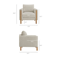 Hawken Parchment Beech Boucle Fabric Accent Armchair - Ornate Home