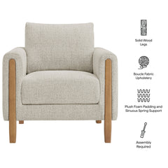Hawken Parchment Beech Boucle Fabric Accent Armchair - Ornate Home
