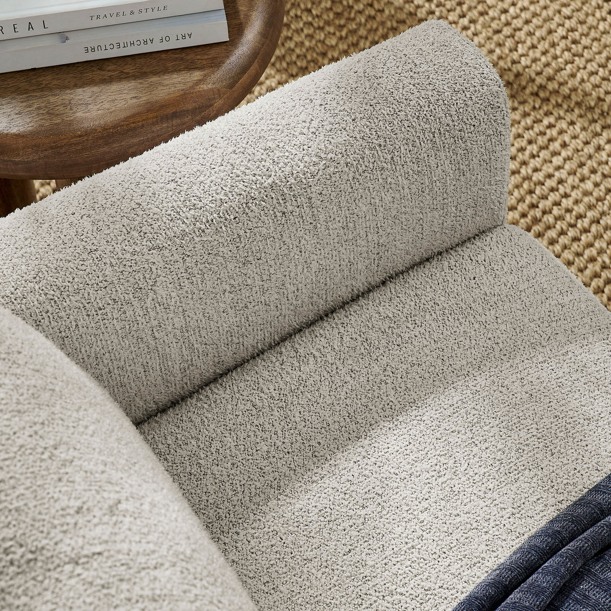 Hawken Parchment Beech Boucle Fabric Loveseat - Ornate Home