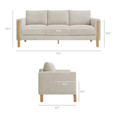 Hawken Parchment Beech Boucle Fabric Sofa - Ornate Home