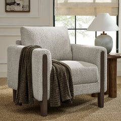 Hawken Parchment/Espresso Boucle Fabric Accent Armchair - Ornate Home
