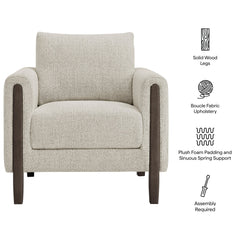Hawken Parchment/Espresso Boucle Fabric Accent Armchair - Ornate Home