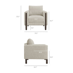 Hawken Parchment/Espresso Boucle Fabric Accent Armchair - Ornate Home