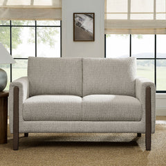 Hawken Parchment/Espresso Boucle Fabric Loveseat - Ornate Home