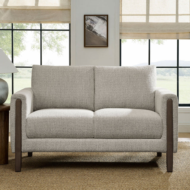 Hawken Parchment/Espresso Boucle Fabric Loveseat - Ornate Home