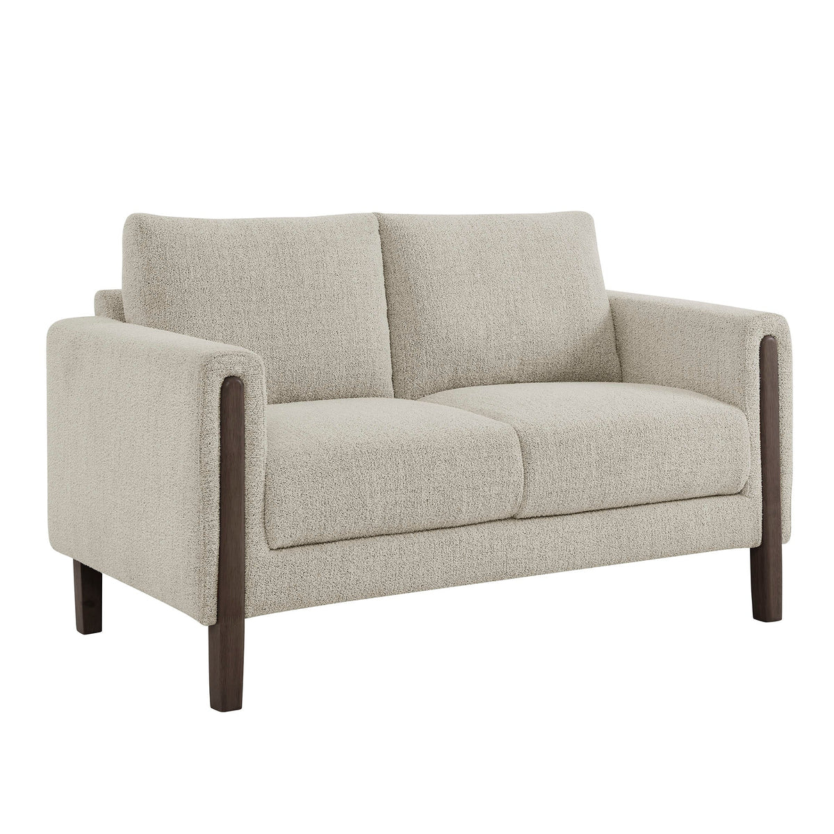 Hawken Parchment/Espresso Boucle Fabric Loveseat - Ornate Home