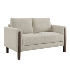 Hawken Parchment/Espresso Boucle Fabric Loveseat - Ornate Home