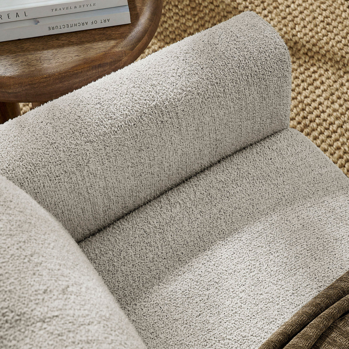 Hawken Parchment/Espresso Boucle Fabric Loveseat - Ornate Home