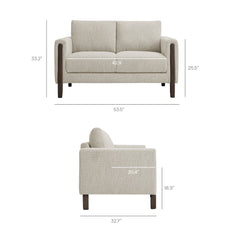 Hawken Parchment/Espresso Boucle Fabric Loveseat - Ornate Home