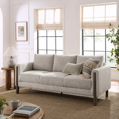 Hawken Parchment/Espresso Boucle Fabric Sofa - Ornate Home