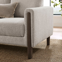 Hawken Parchment/Espresso Boucle Fabric Sofa - Ornate Home