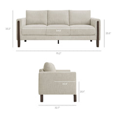 Hawken Parchment/Espresso Boucle Fabric Sofa - Ornate Home