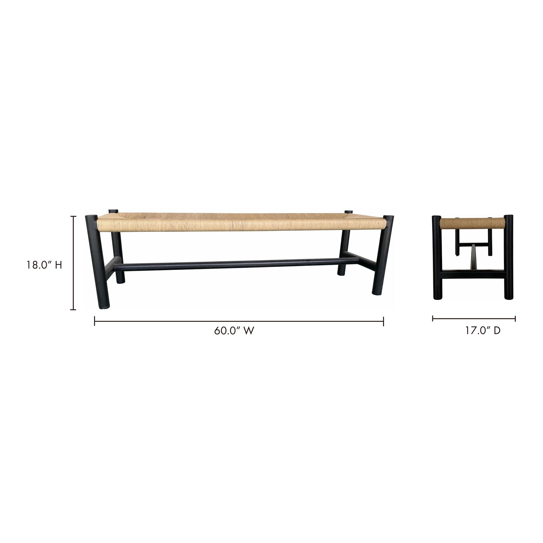 Hawthorn Black Large Bench - Ornate Home