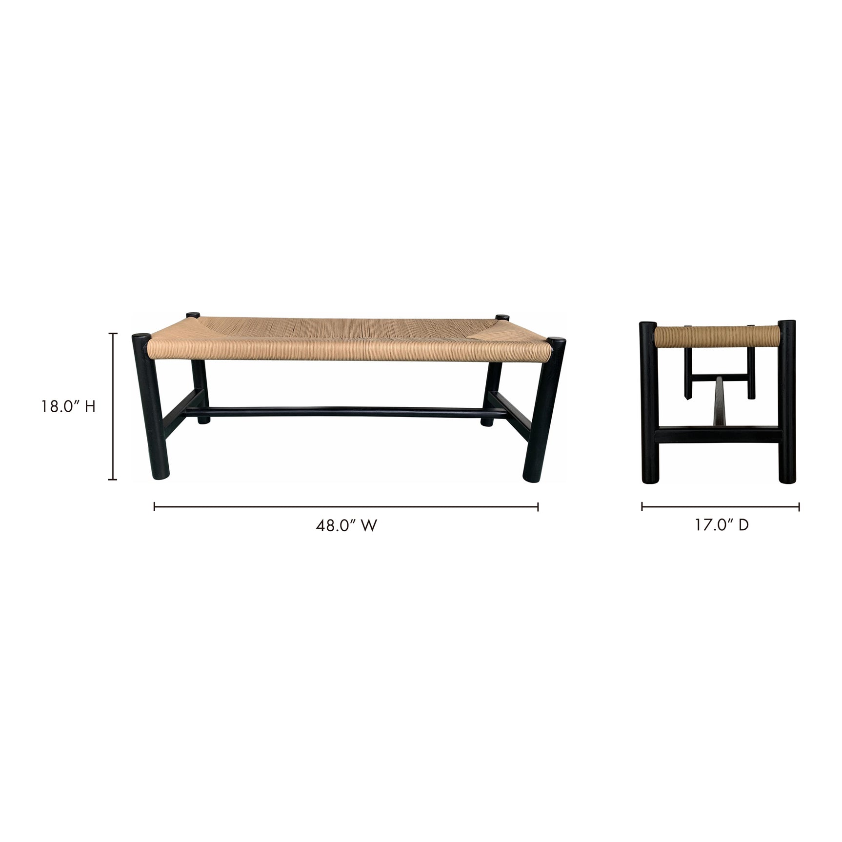 Hawthorn Black Small Bench - Ornate Home