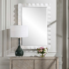 Haya White Scalloped Mirror - Ornate Home