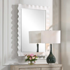 Haya White Scalloped Mirror - Ornate Home