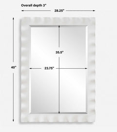 Haya White Scalloped Mirror - Ornate Home