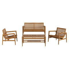 Hayden Natural 4-Piece Outdoor Patio Teak Wood Furniture Set - Ornate Home
