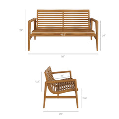 Hayden Natural 4-Piece Outdoor Patio Teak Wood Furniture Set - Ornate Home