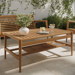 Hayden Natural 46 Inch Outdoor Patio Teak Wood Coffee Table - Ornate Home