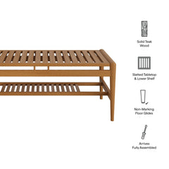 Hayden Natural 46 Inch Outdoor Patio Teak Wood Coffee Table - Ornate Home