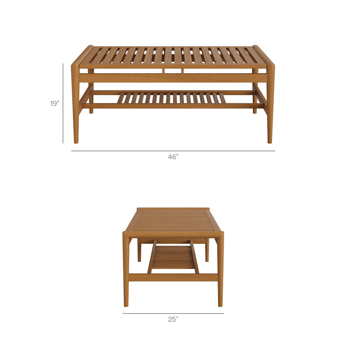 Hayden Natural 46 Inch Outdoor Patio Teak Wood Coffee Table - Ornate Home