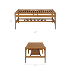 Hayden Natural 46 Inch Outdoor Patio Teak Wood Coffee Table - Ornate Home