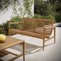 Hayden Natural 56 Inch Outdoor Patio Teak Wood Loveseat - Ornate Home