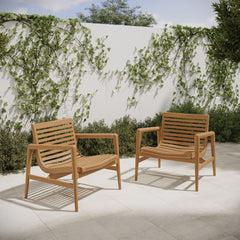 Hayden Natural Outdoor Patio Teak Wood Armchairs (Set of 2) - Ornate Home