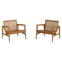 Hayden Natural Outdoor Patio Teak Wood Armchairs (Set of 2) - Ornate Home