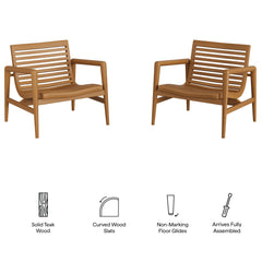 Hayden Natural Outdoor Patio Teak Wood Armchairs (Set of 2) - Ornate Home