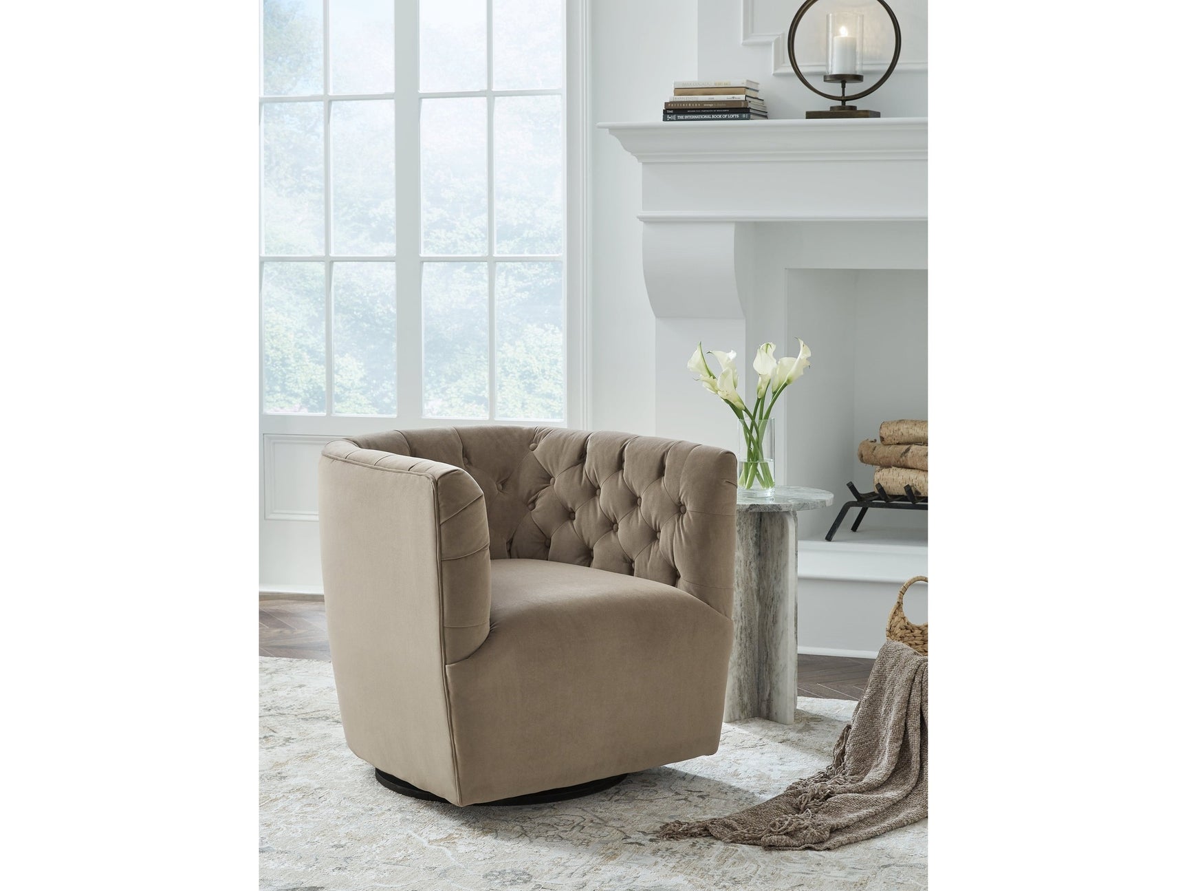 Hayesler Cocoa Swivel Accent Chair - Ornate Home