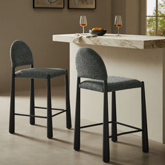 Hayley Black/Anthracite Upholstered Fabric Counter Stools (Set of 2) - Ornate Home