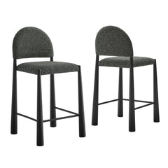 Hayley Black/Anthracite Upholstered Fabric Counter Stools (Set of 2) - Ornate Home