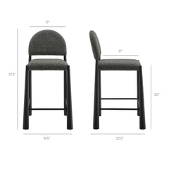 Hayley Black/Anthracite Upholstered Fabric Counter Stools (Set of 2) - Ornate Home