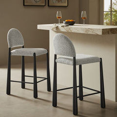 Hayley Black/Camel Upholstered Fabric Counter Stools (Set of 2) - Ornate Home