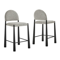 Hayley Black/Camel Upholstered Fabric Counter Stools (Set of 2) - Ornate Home